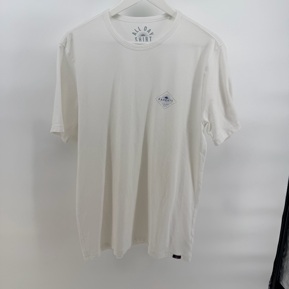 Faherty White All Day Logo Short Sleeve Tee